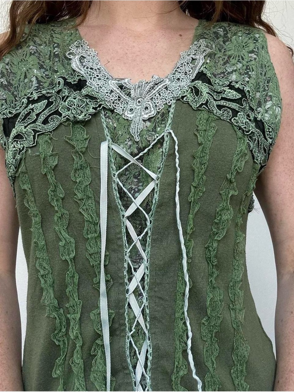 Pretty angel Green corset lace fairy core top - Picture 3 of 8